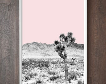 Joshua Tree Wall Art, Desert Landscape Print, Boho Wall Art, Desert Photography Print, Southwestern Art, Modern Desert Decor, Pink Wall Art