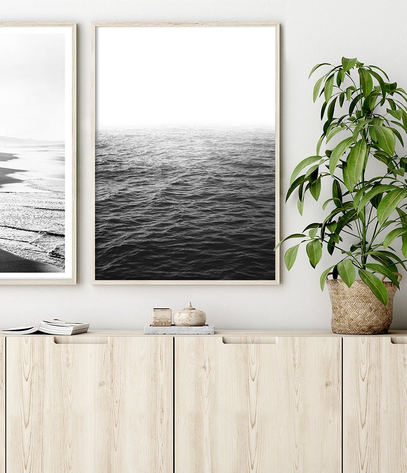 Ocean Print, Black and White Photography, Ocean Art Photo Prints, Large Wall Art, Coastal Decor, Beach House image 3