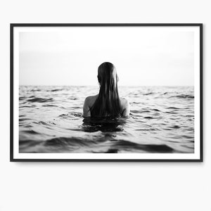 Ocean Print, Coastal Decor, Beach Wall Art, Black and White Photography Print image 2