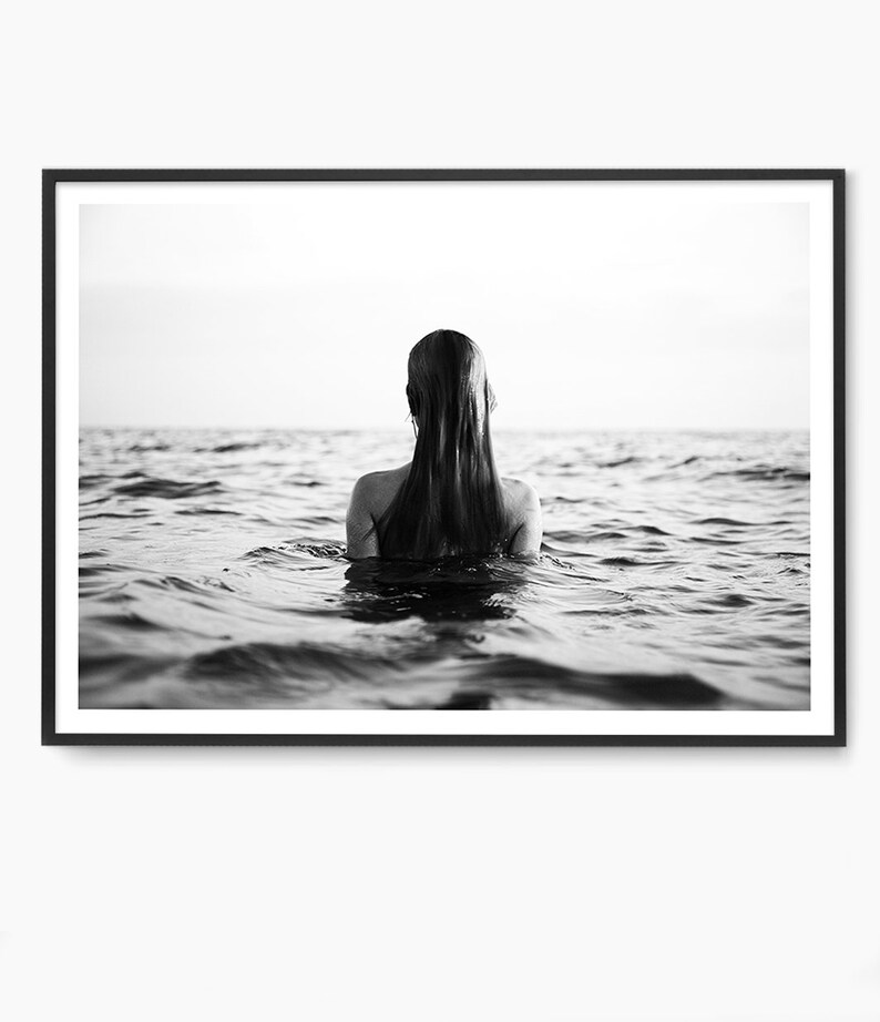 Ocean Print, Coastal Decor, Beach Wall Art, Black and White Photography Print image 2