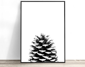 Pine Cone Print, Scandinavian Decor, Black and White Nordic Print, Rustic Home Decor, Scandinavian Wall Art, Christmas Wall Art, Poster