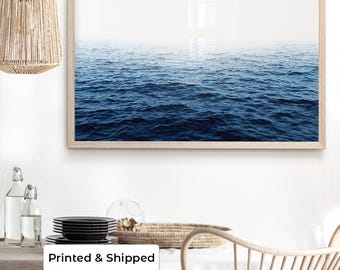 Landscape Ocean Wall Art, Ocean Photography Print, Coastal Print, Beach House Decor, Large Blue Sea Poster Artwork, Seascape Coastal Decor