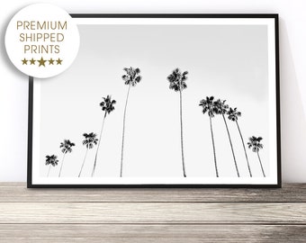 California Palm Tree Print, Tropical Wall Art, Beach Wall Decor, Coastal Decor, Black and White Palm Print, Beach House