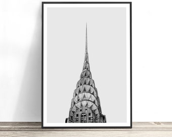 Chrysler Building Print, New York Art, New York City Artwork, Architecture Print, New York Wall Art, Black and White Modern Wall Art, Poster