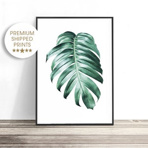 Monstera Print, Monstera Leaf Wall Art, Green Tropical Leaf Botanical Art, Monstera Plant Artwork, Poster Print