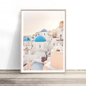 Impression de coucher de soleil à Santorin | Décoration murale Grèce | Décoration murale méditerranéenne | affiche de voyage | Photographie de destination | Cadeau d&#39;anniversaire