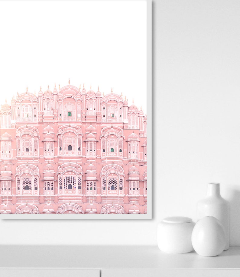 Hawa Mahal Jaipur, Indian Art, Palace of Winds, Architecture Print, Blush Pink Wall Art, Pink Print, Travel Photography Print, Pink Art image 3