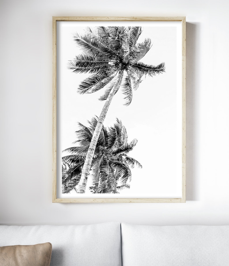 Palm Tree Print Beach Wall Art Tropical Print Coastal | Etsy