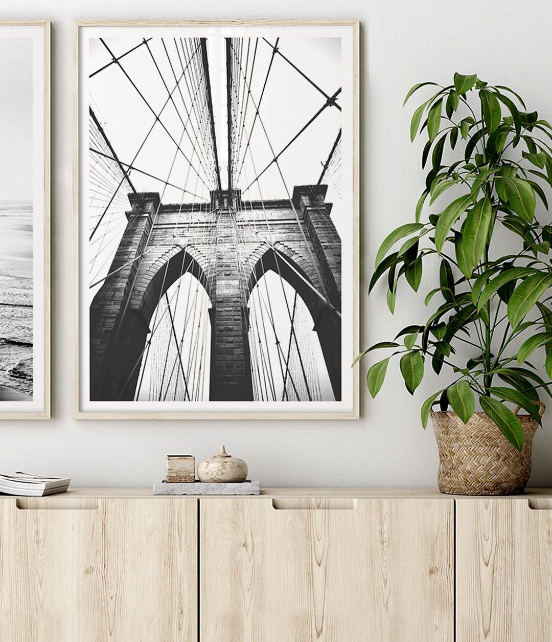 Brooklyn Bridge New York Wall Art Print. NYC Black and White ...