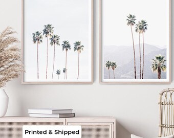 Palm Springs Wall Art Set of 2 | Palm Tree Prints | Coastal Wall Decor | Neutral Beach House Art | California Photography | Pair of Prints