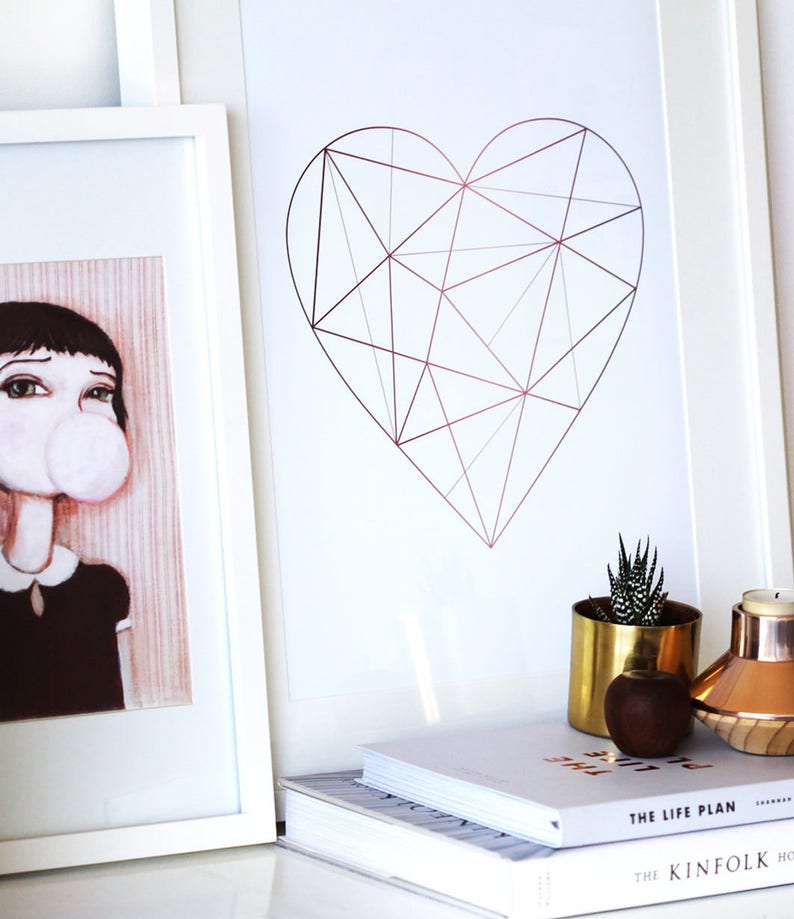 Rose Gold Decor Rose Gold Wall Art Geometric Poster Etsy