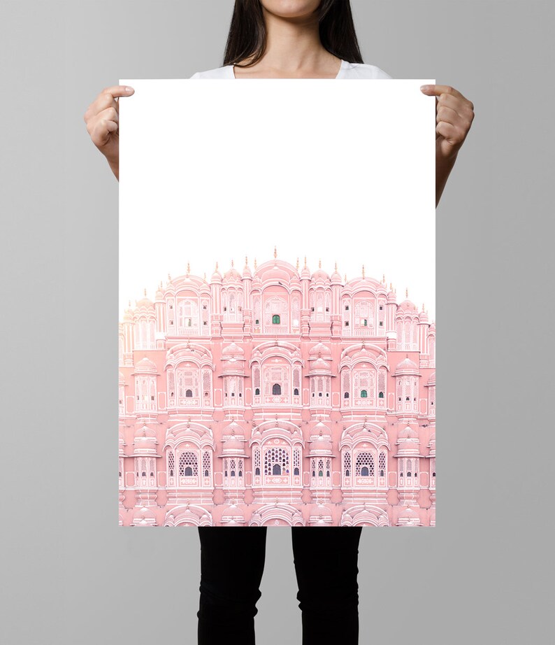 Hawa Mahal Jaipur, Indian Art, Palace of Winds, Architecture Print, Blush Pink Wall Art, Pink Print, Travel Photography Print, Pink Art image 2