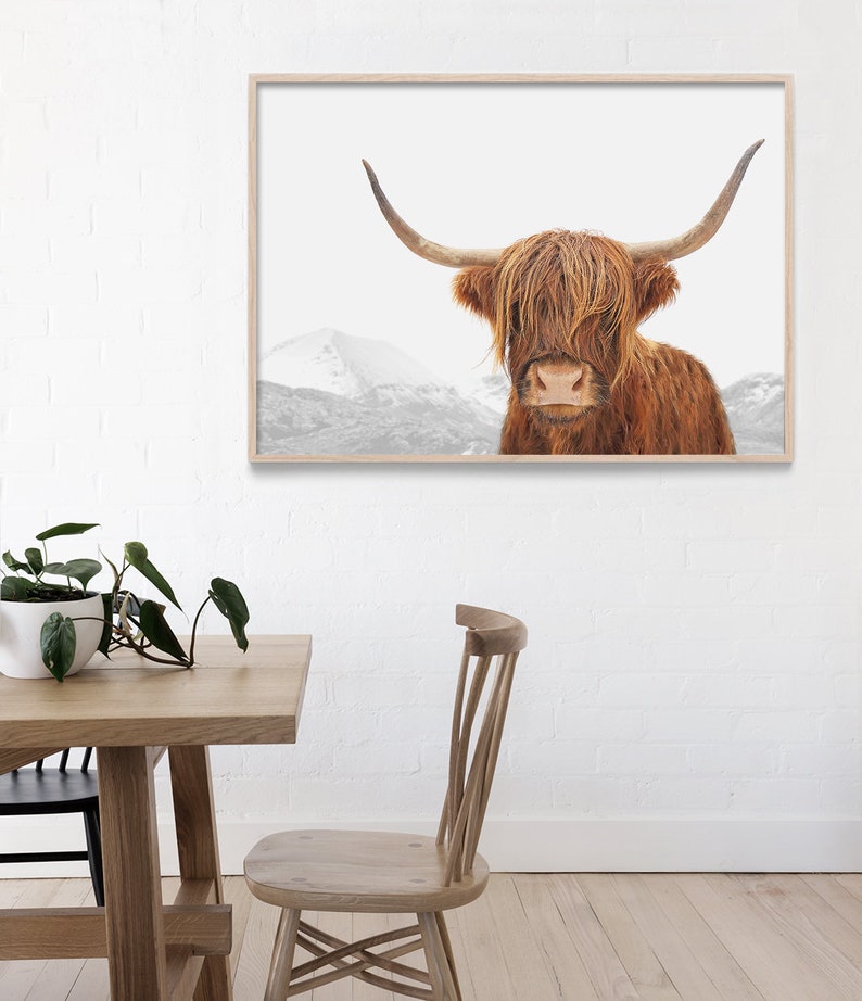 Highland Cow Print Cow Art Farmhouse Wall Art Rustic Decor Etsy