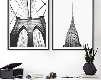 Set of 2 Prints, New York Print, New York City Industrial Wall Art, New York Poster, NYC Architecture Wall Art, New York Photography, Poster