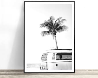 Surf Art, Vintage Beach Print, Combi Van Wall Art, Beach Art, Kombi Photography Surf Poster Print, Summer Tropical Art Decor