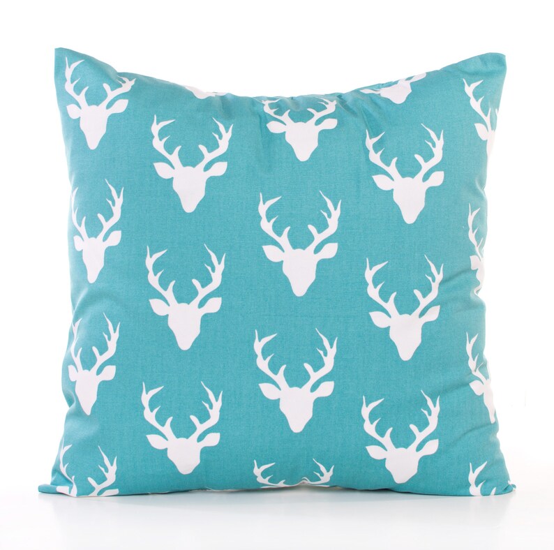 Deer Throw Pillow Cover Blue Boys Room Decor Soft Cotton Etsy