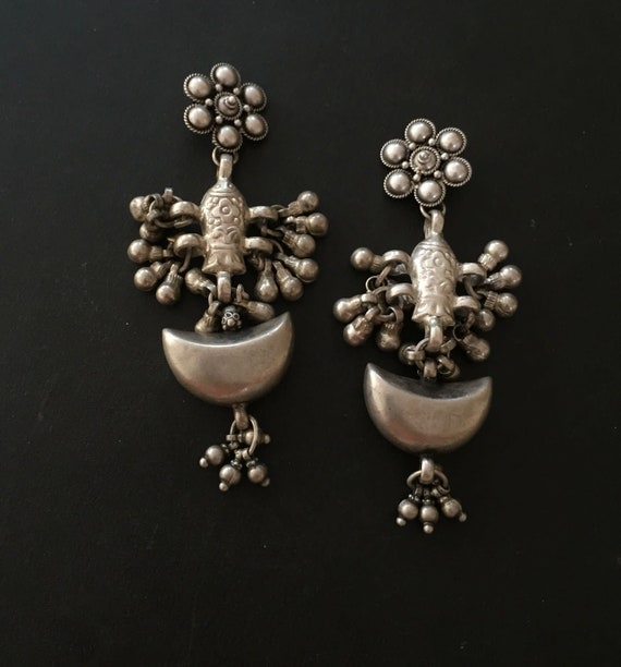Buy Traditional Looking Earring Black Silver Earring 925 Silver