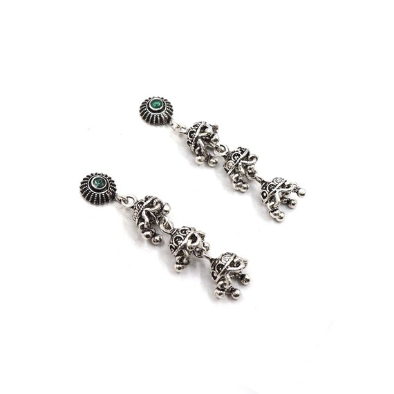 Boucle D'oreille Ancienne En Argent Massif 925 - Style Antique, Occasion, Couleur Argenté, Bijou Vintage