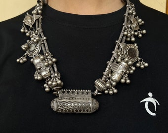 Gioielli antichi con collana in argento 925, gioielli con collana con ciondolo in argento vintage, regalo per donne, gioielli con collana artigianale