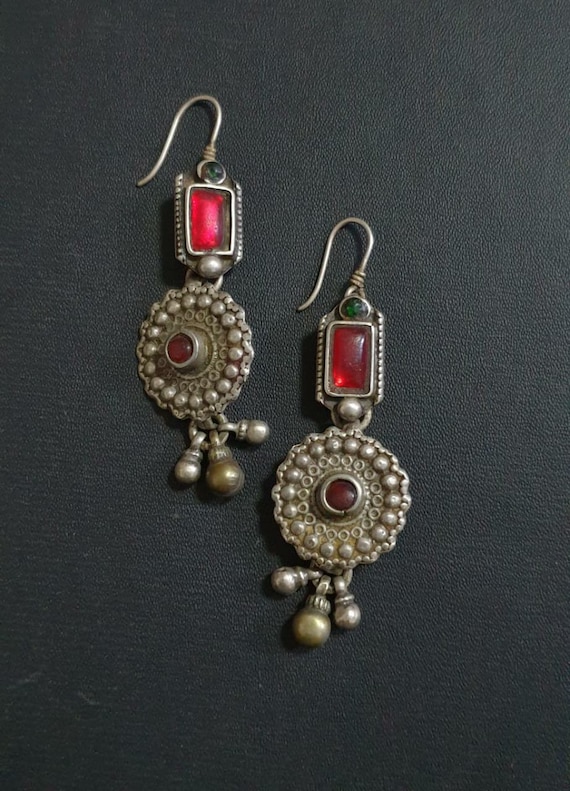 925 sterling silver dangle earrings, antique ethn… - image 1
