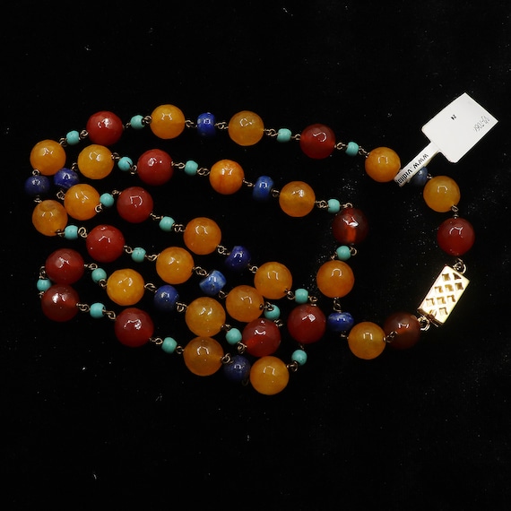 Collier Pierres Naturelles — Lapis Lazuli, Cornaline, Agate, Perles, Fermoir CK