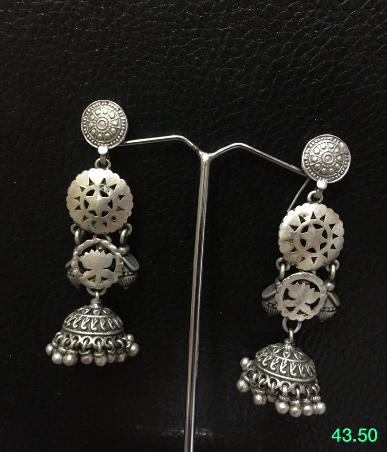 925 Sterling Silver Earring, Beautiful Design Silver Earring, Antique Silver Jhumkas shops Earring, Handmade Jewelry Earring, Handicraft Jewelry