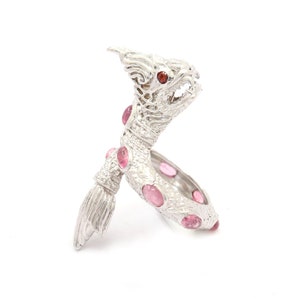 Drakorm Rubin & Granat 925 Sterling Silver Ring 5 Storleksband Ring Snygg Ring Kunglig För Presentsmycken Julrea, Handgjord Ring