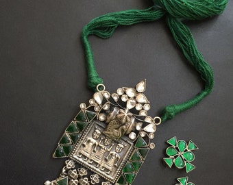 Gioielli tradizionali della collana del Rajasthan, collana in argento massiccio 925, collana in argento antico, gioielli in argento moda donna, artigianato