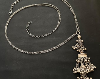 Collar de cadena con colgante tribal artesanal Collar de cadena de plata maciza 925 Collar de mujer de plata hecho a mano