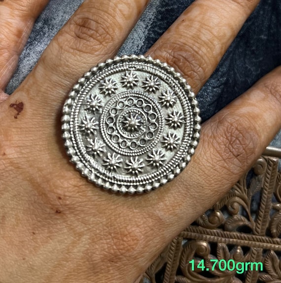 Indian Chief Sterling Silver Native American Chief Ring Unisex Approx Size  10, Biker Jewelry