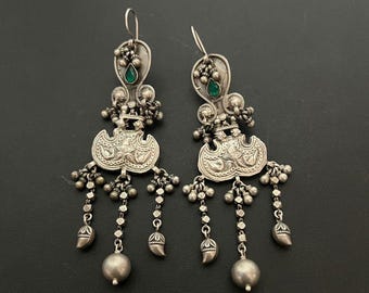 Boucle D'oreille Ancienne En Argent Massif 925 - Style Antique, Occasion