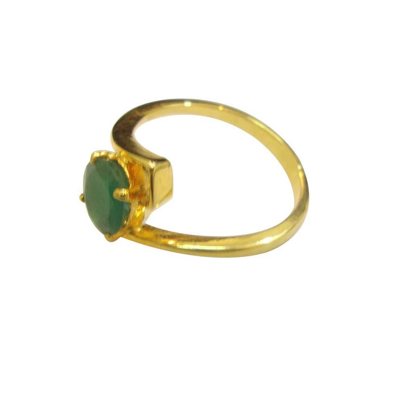 Wedding Gift,Green Emerald Faceted Gemstone Engagement Wedding Gold Ring Jewelry Stylish Rings Women Fashion Jewelry