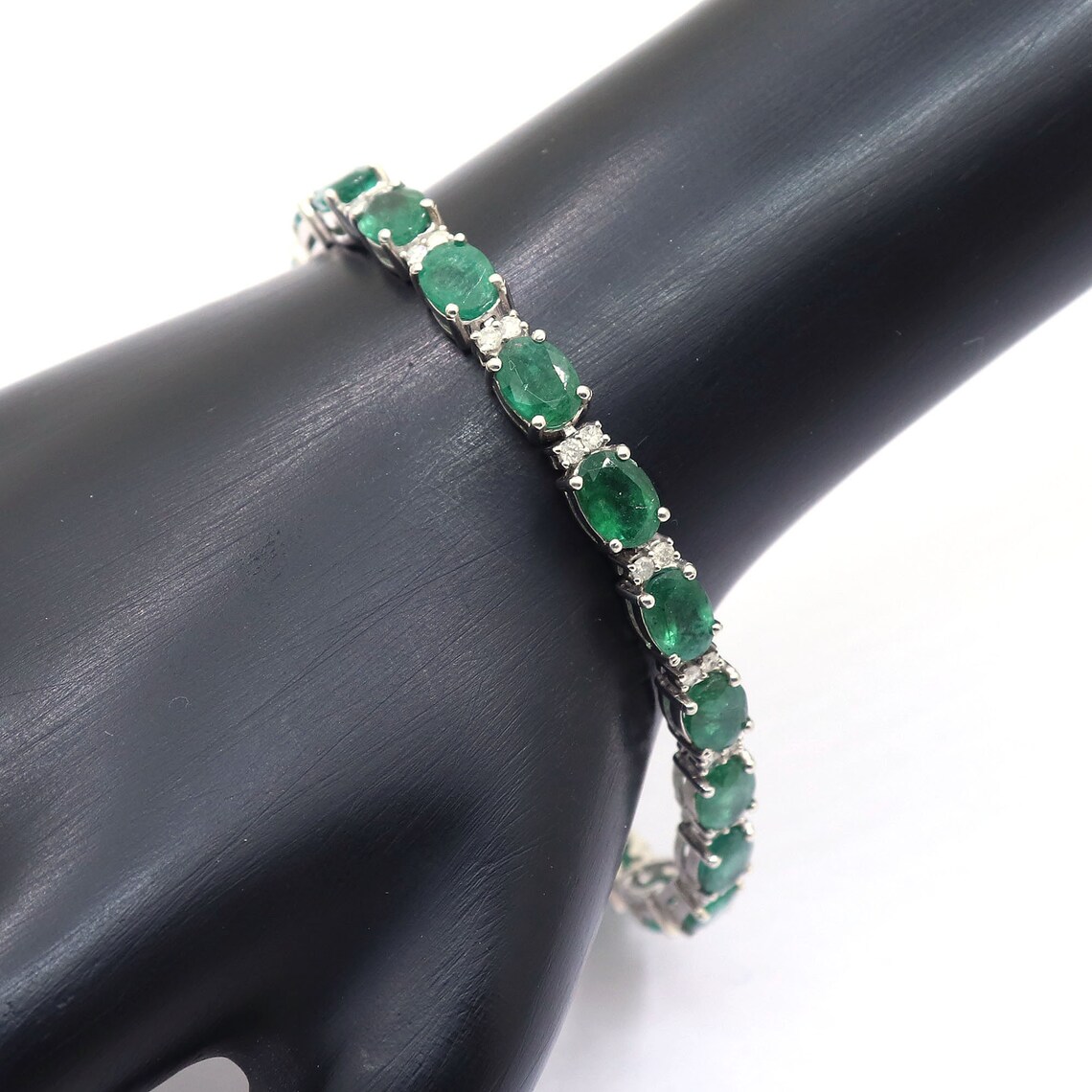 Natural Emerald and Diamond Bracelet 925 Sterling Silver | Etsy