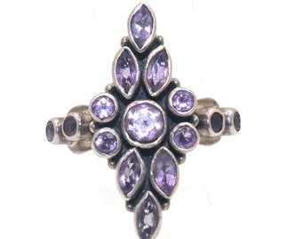 Anillo de plata de ley de amatista natural // anillo vintage de mujer Joyería // Anillo de mujer hecho a mano // anillo de dedo, anillo de piedra de amatista