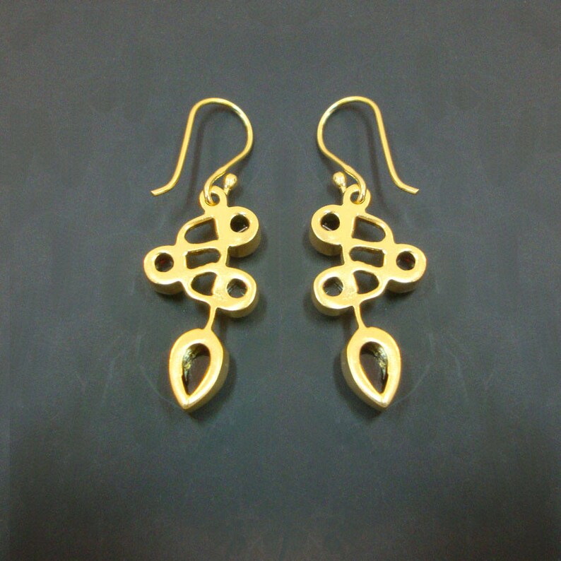 Wedding Gift,Royal Garnet Handmade 925 Sterling Silver Gold Plated Dangle Earrings For GIFT