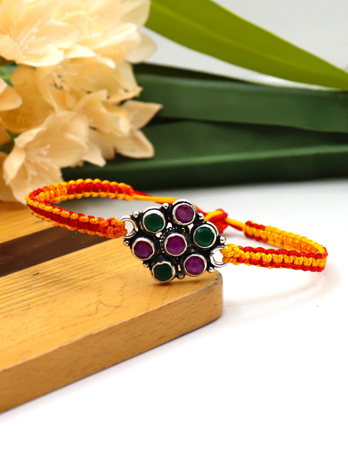 925 Silver Multi Stone Rakhi Raksha Bandhan ,antique Vintage Handmade ...