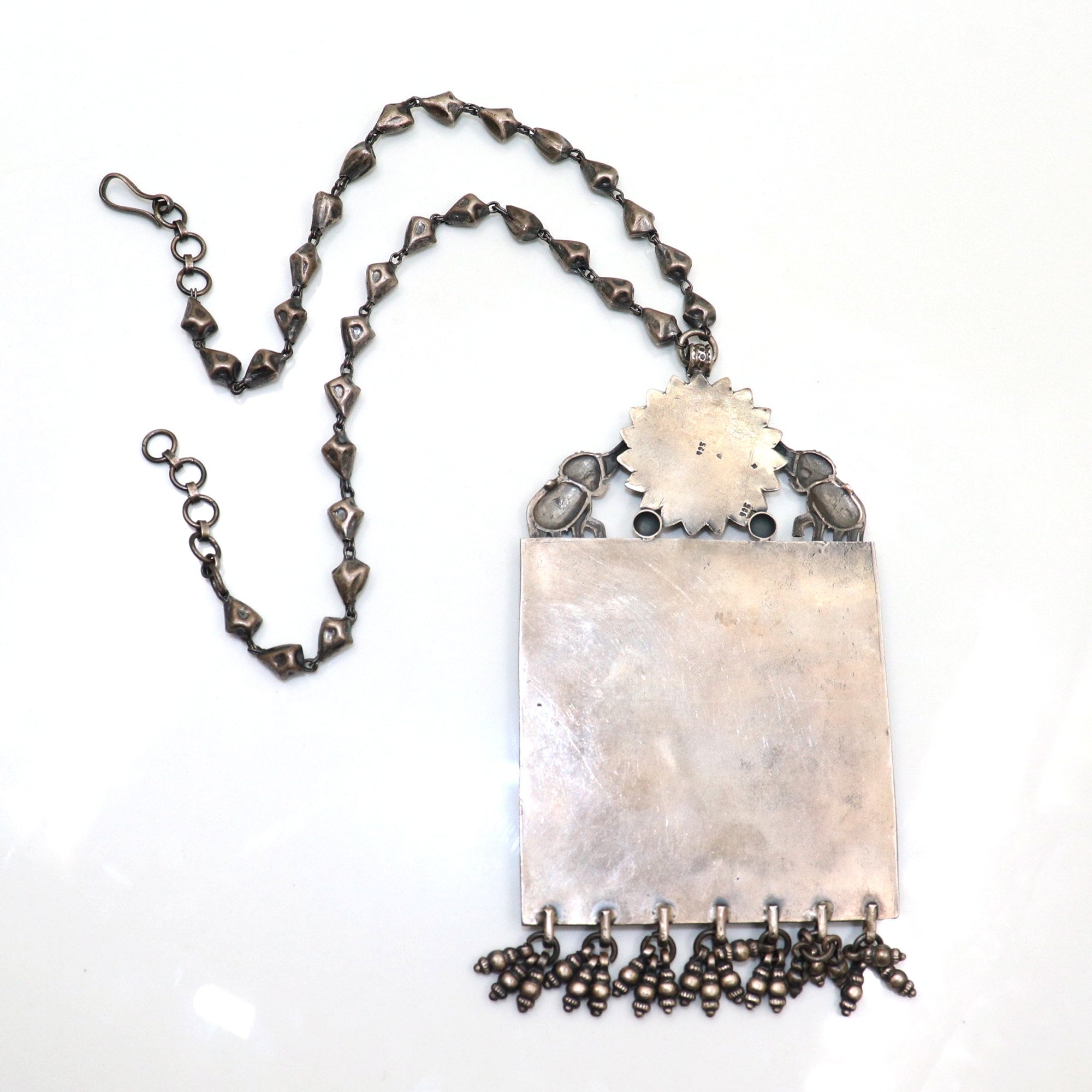 925 Solid Silver Antique Vintage Big Pendent Necklace Handmade