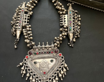 Erfgoed antieke zilveren ketting, vintage handgemaakte ketting sieraden, traditionele stijl zilveren ketting cadeau voor haar