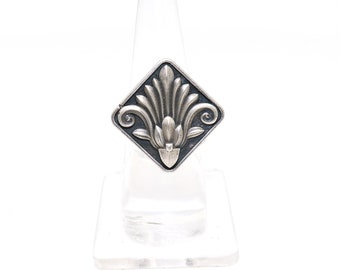 Traditional Silver Lotus Design Ring Antique Vintage Adjustable Silver Handmade Ring For Woman