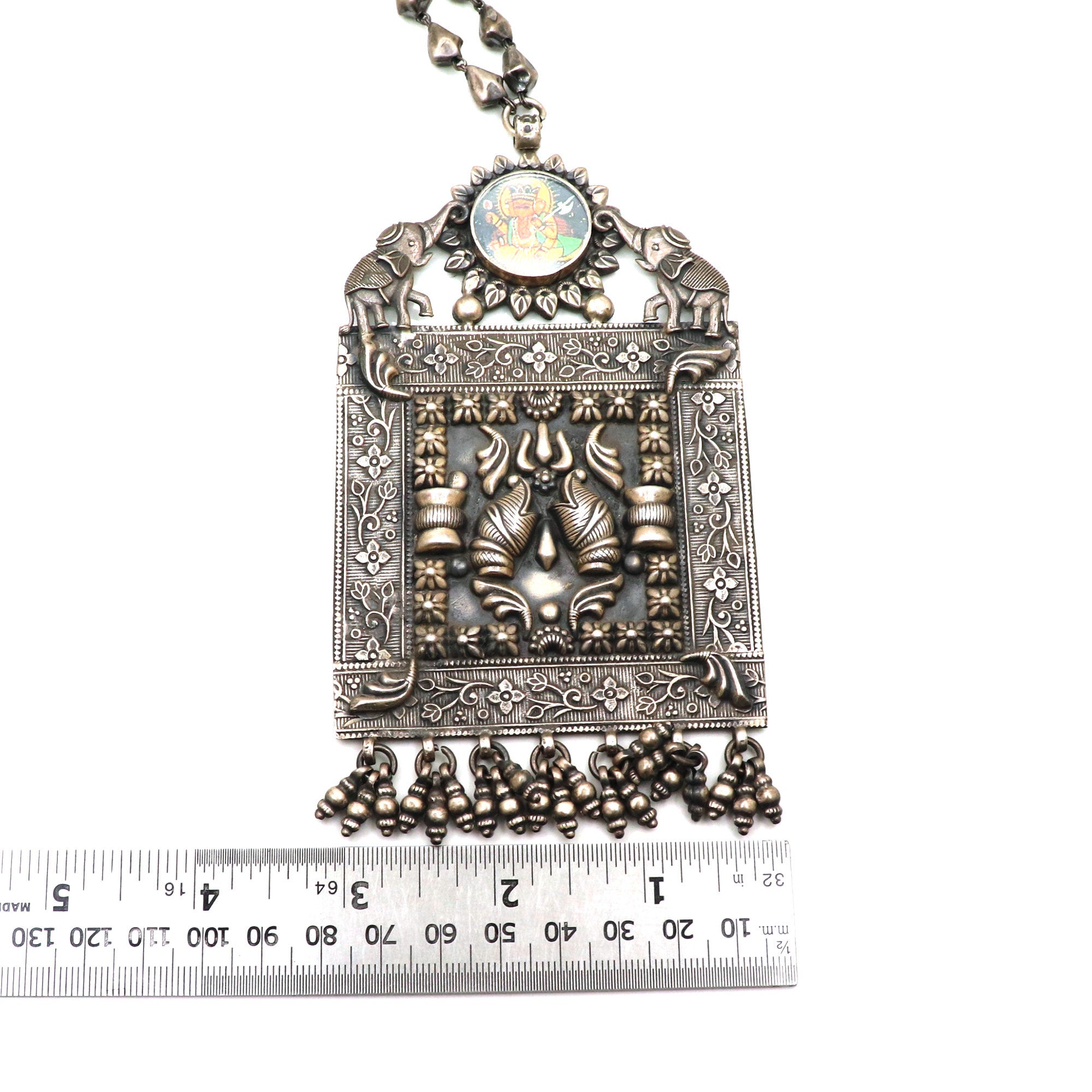 925 Solid Silver Antique Vintage Big Pendent Necklace Handmade