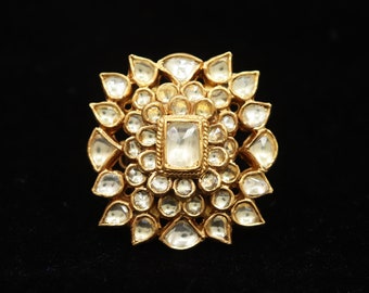Anillo Kundan blanco, anillo de piedra blanca, anillo de estilo antiguo vintage, plata de ley 925, anillo hecho a mano indio estilo Bollywood, regalo