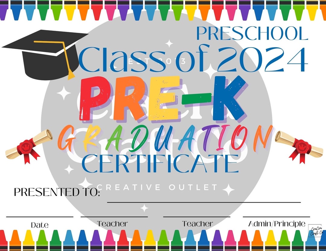 2024 Pre-k Graduation Certificate Printable Diploma Teacher Classroom ...