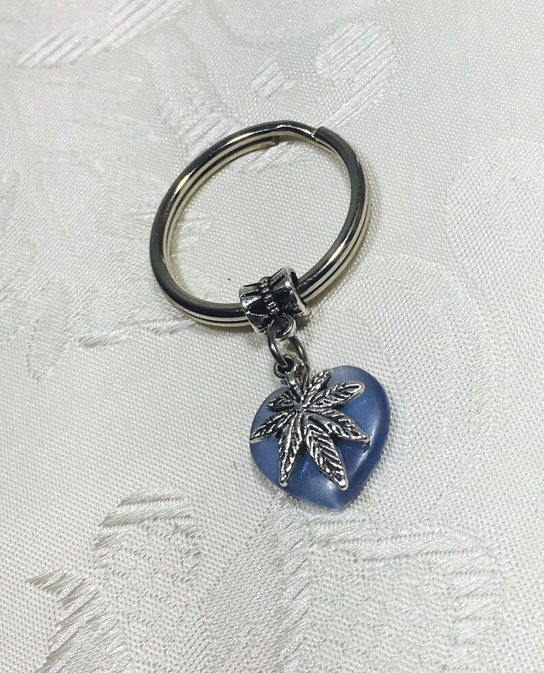 Pot Leaf Keychain Marijuana Keychain Dangling Keychain Blue Etsy