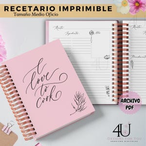 PRINTABLE COOKBOOK Medium Size Legal / PDF / Digital / Recipe book / recipe book in Spanish / recipe book in Spanish / MINIMALIST /