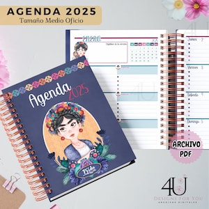 AGENDA FRIDA 2025 / IMPRIMIBLE / medio oficio / agenda semanal / agenda 2025 / 2025 / agenda en español