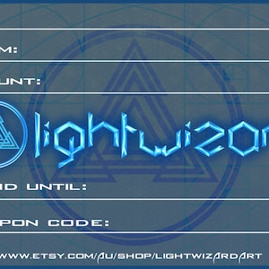 Certificato regalo - regalo perfetto - scegli il tuo importo - valido per 1 anno - Light Wizard - Lightwizardart - coupon - card