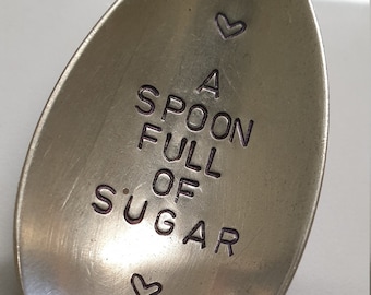 hand stamped tea spoon a spoon full of sugar
