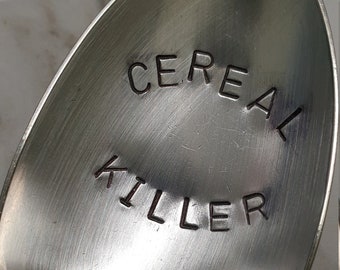 hand stamped cereal spoon cereal killer fun gift