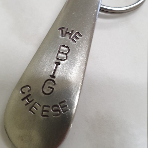hand stamped cutlery key ring the big cheese
