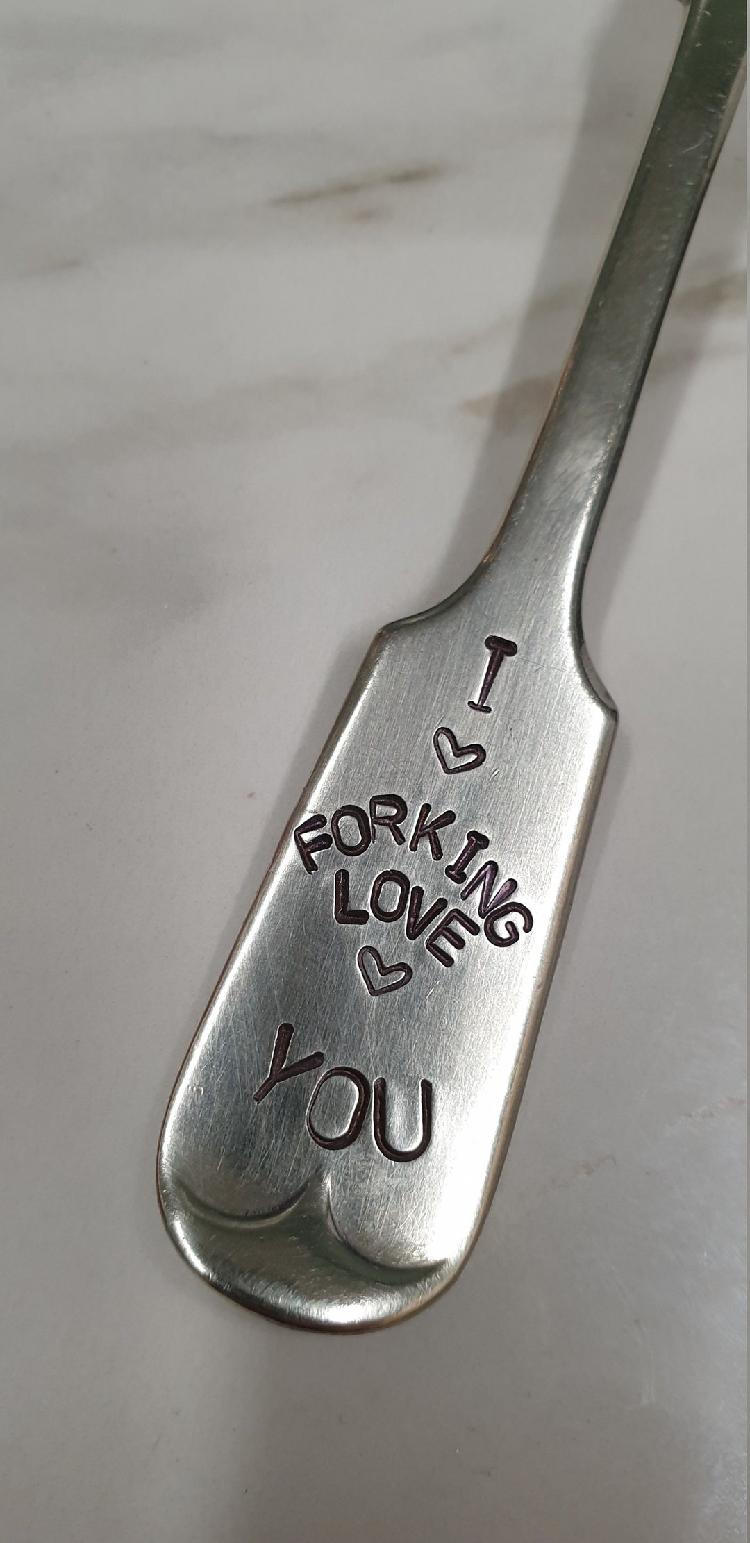 Hand Stamped Valentines Fork I Forking Love You Etsy